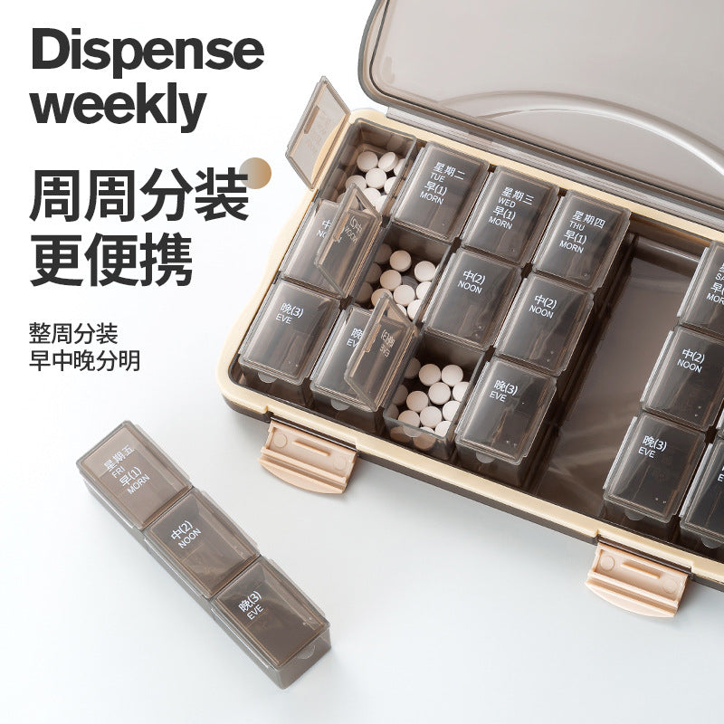 7-Day Transparent Portable Medicine Storage & Dispensing Box