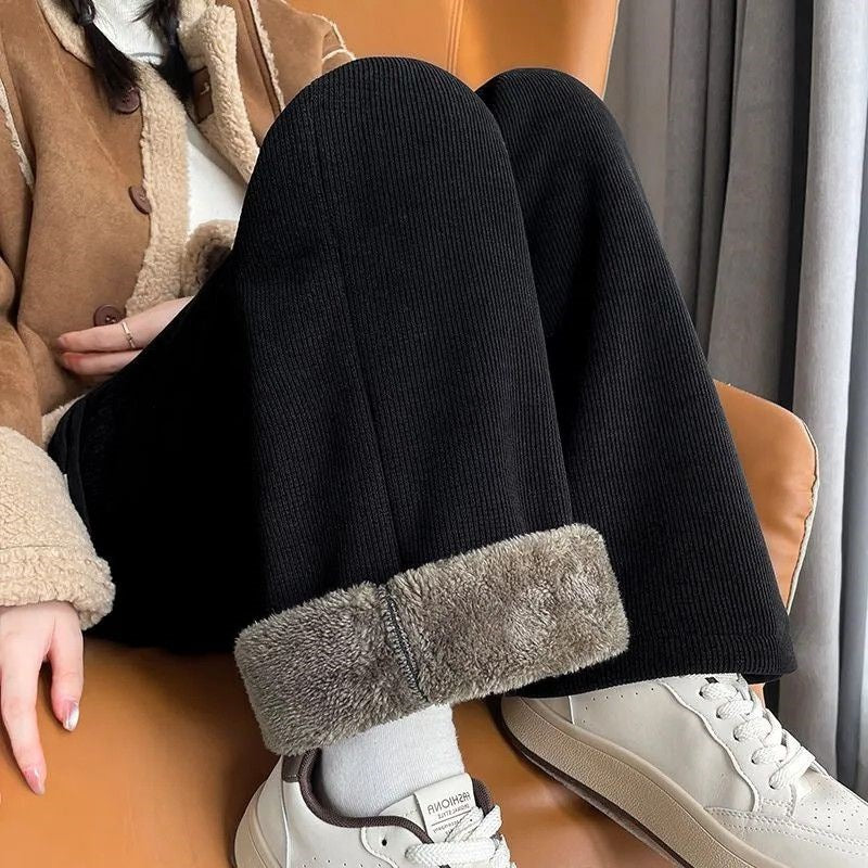 Winter Thick Lamb Velvet Wide-Leg Wool Pants