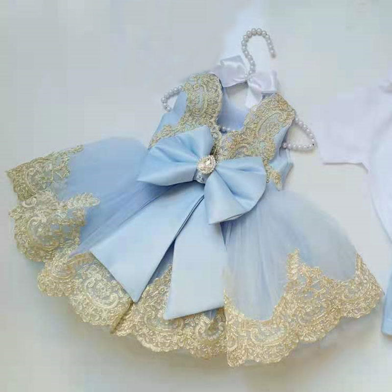 Girls Embroidered Lace Birthday Princess Dress