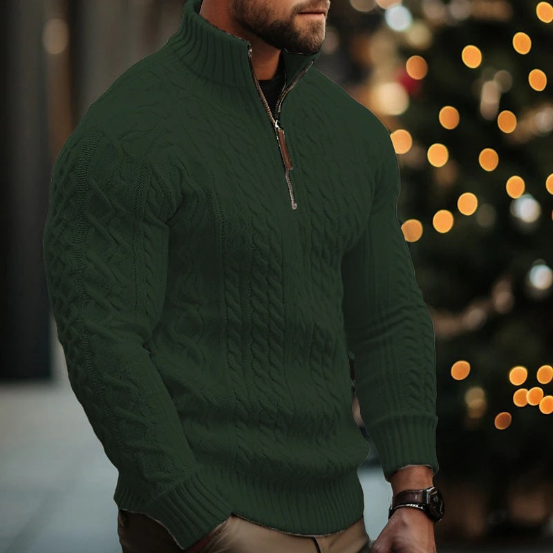 INSTOCK-Men's Half-Zip Knit Sweater – Winter Thick Pullover