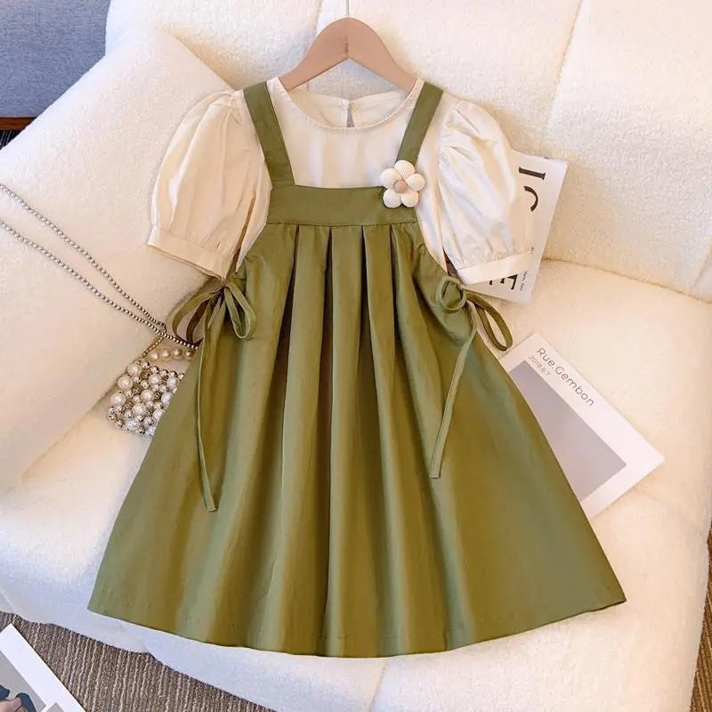 Girls’ Polo Style Striped Summer Dress Set