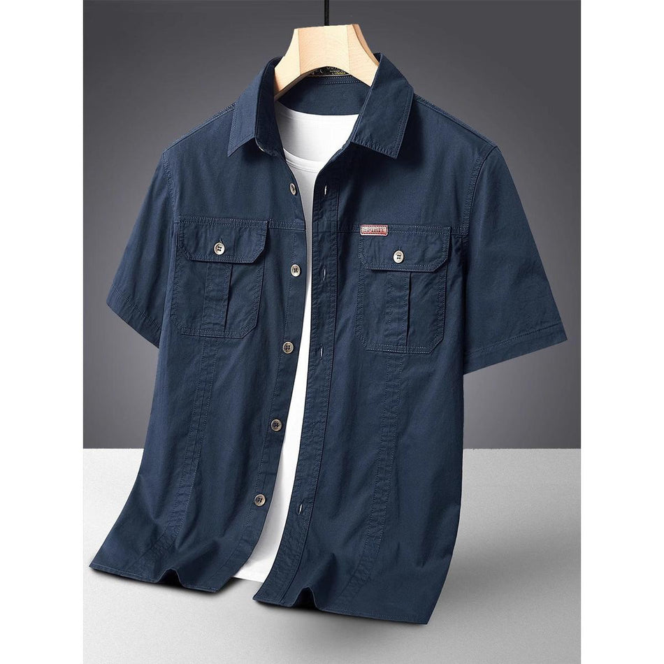 Men's American Workwear Casual Short-Sleeve Pocket Shirt