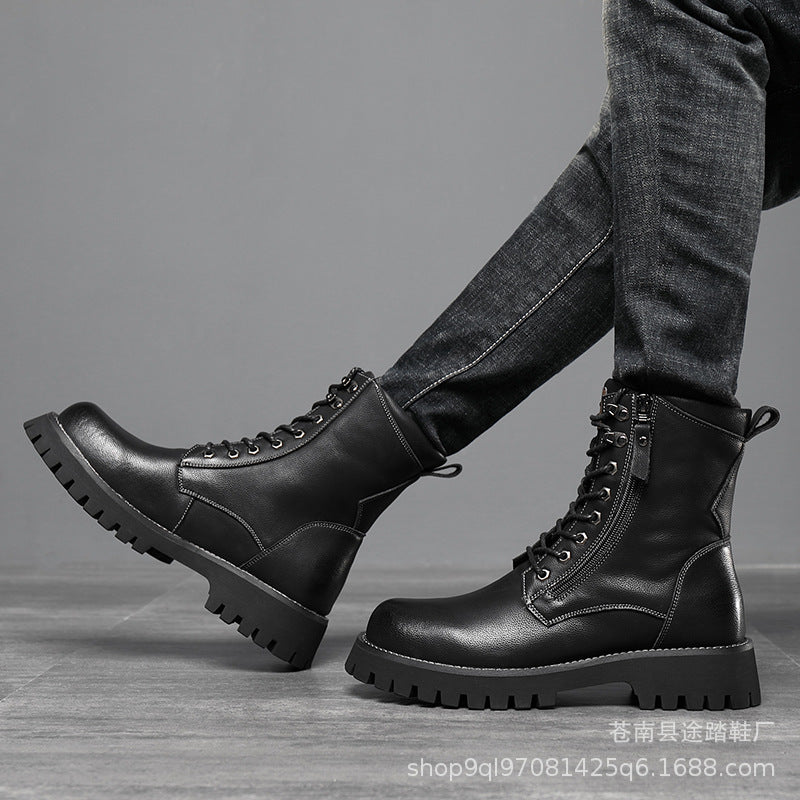 Plus Size Men’s Thick-Soled Martin Boots High-Top Warm Shoes