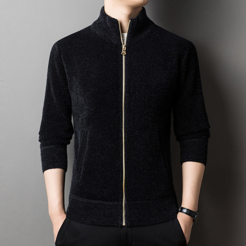 Men’s Autumn Winter Stand-Up Collar Cardigan