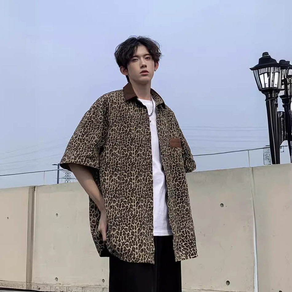 Leopard Print Shirt – American Style Summer Half Sleeve