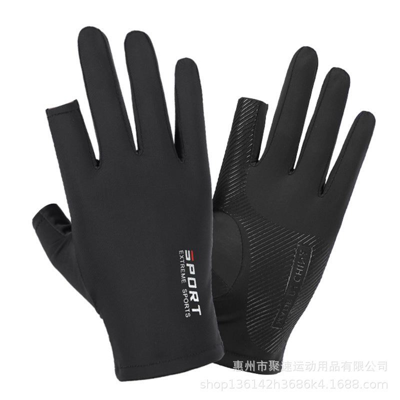 Unisex Ice Silk Gloves – High Elastic Sun Protection for Riding &
