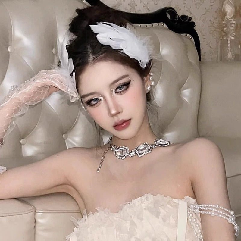 White Swan Feather Ballet Hair Clip