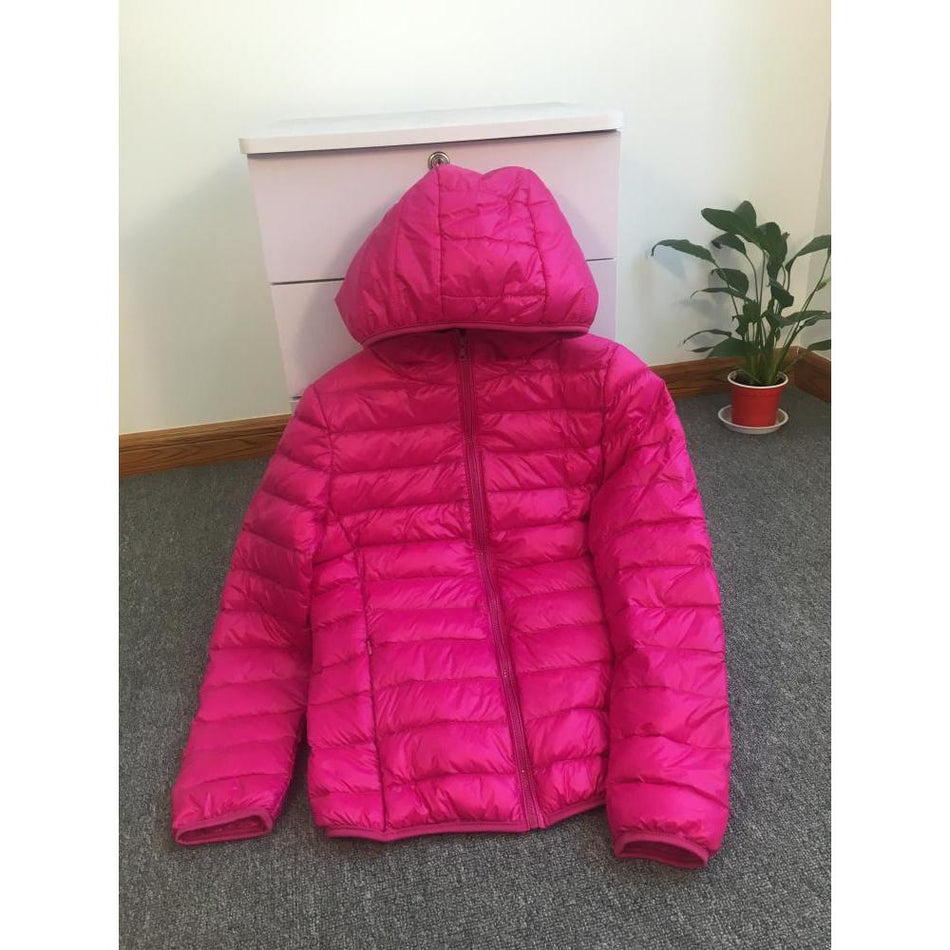 INSTOCK-Women's Slim Fit Hooded Down Jacket with Bag