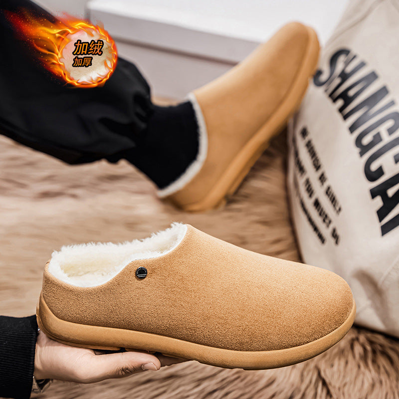 Men’s Winter Fleece-Lined Cotton Slippers