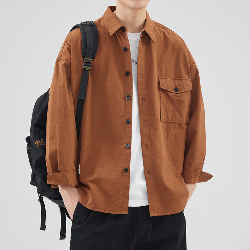 Men’s Cotton Japanese-Style Long-Sleeve Shirt