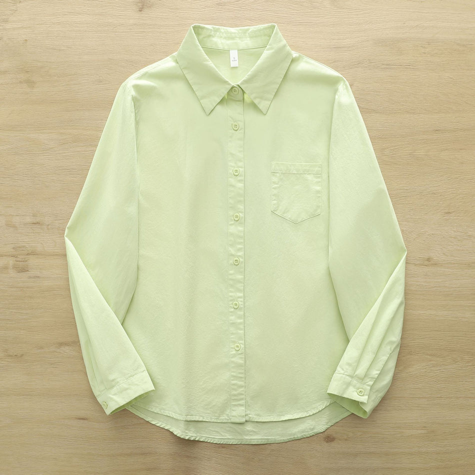 STOCK-Pure Cotton Casual Loose-Fitting Women’s Commuter Shirt