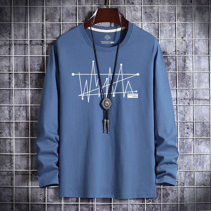 Men’s White Cotton Printed Long Sleeve Casual T-Shirt