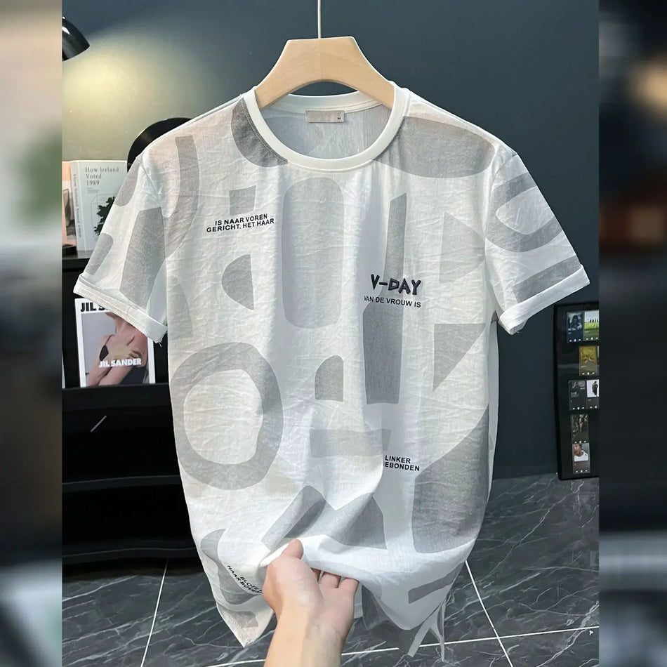 INSTOCK-Ultra-Thin Hip-Hop T-Shirt – Korean Style Letter Print