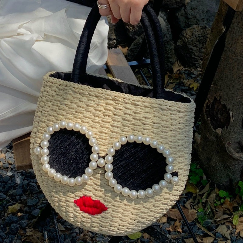 Cartoon Rattan Bucket Bag