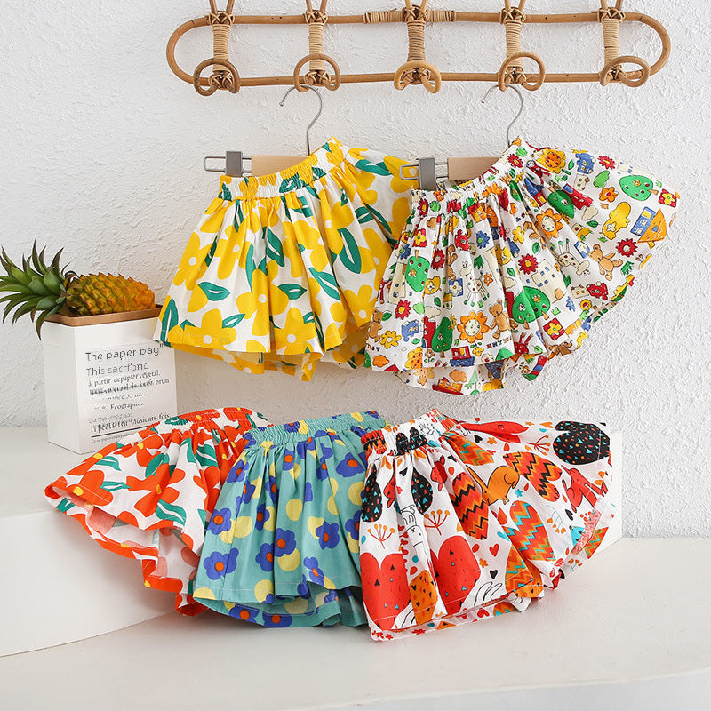 Girls' Floral Cotton Skirt  – Summer All-Match Wear