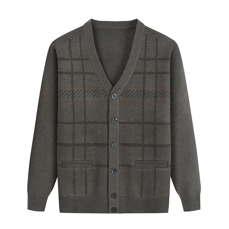 Men's Dad Cardigan Sweater – Autumn Winter Grandfather Casual Top