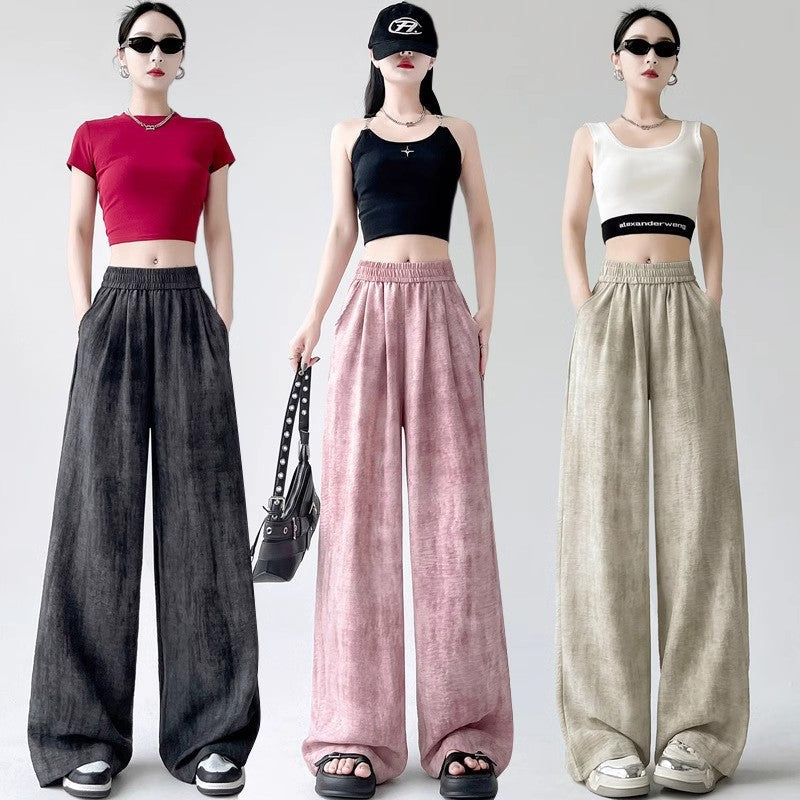Tie-Dye Cotton Linen Wide-Leg Pants