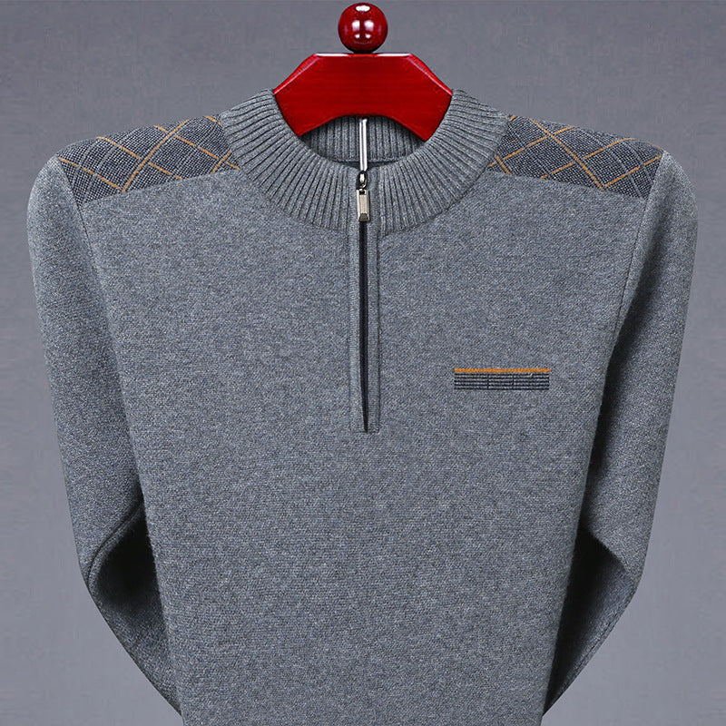 Men’s Autumn Winter Thickened Round-Neck Business Sweater