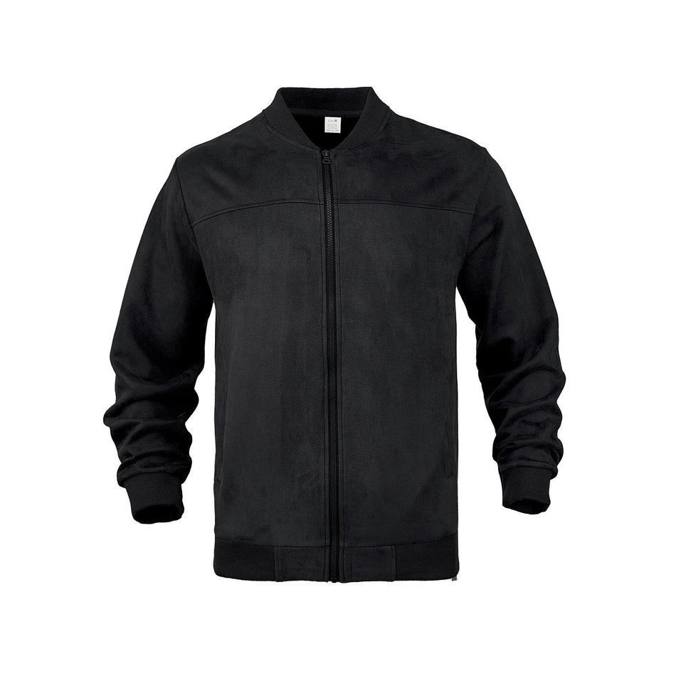 STOCK-Men’s Suede Zipper Jacket – Autumn Casual Retro Solid Color
