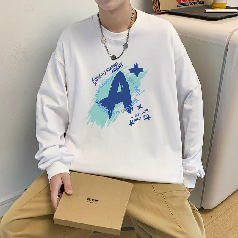 Men’s Cotton Crewneck Long Sleeve T-Shirt Spring-Autumn