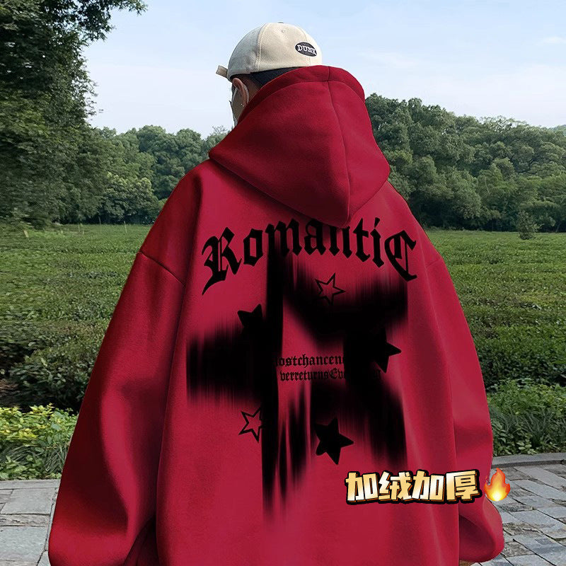 Men’s Heavy Fleece Hoodie | Autumn Winter Oversize Retro