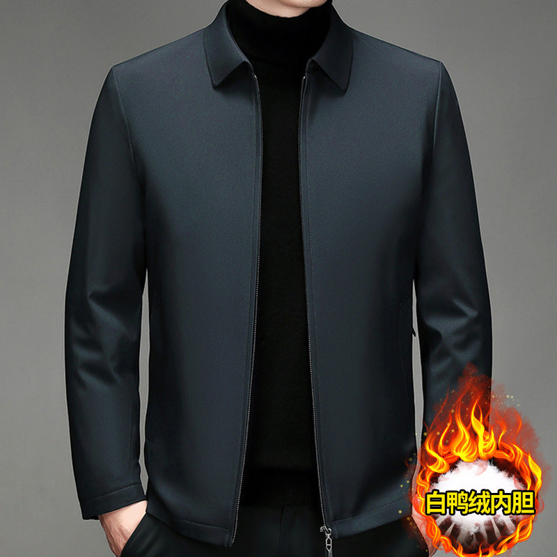 INSTOCK- Middle-Aged Men’s Down Jacket – Thick Warm Lapel Winter