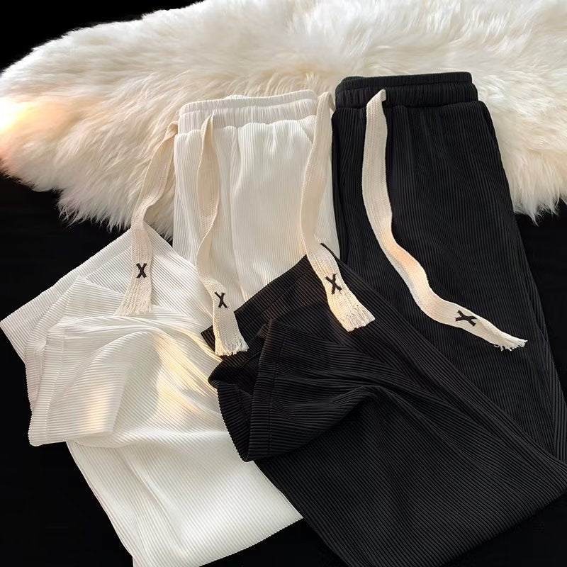 Men’s Ice Silk Wide Leg Casual Pants Summer Thin Loose