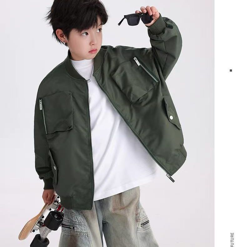 Boys’ Aviator Baseball Jacket – Autumn Sportswear