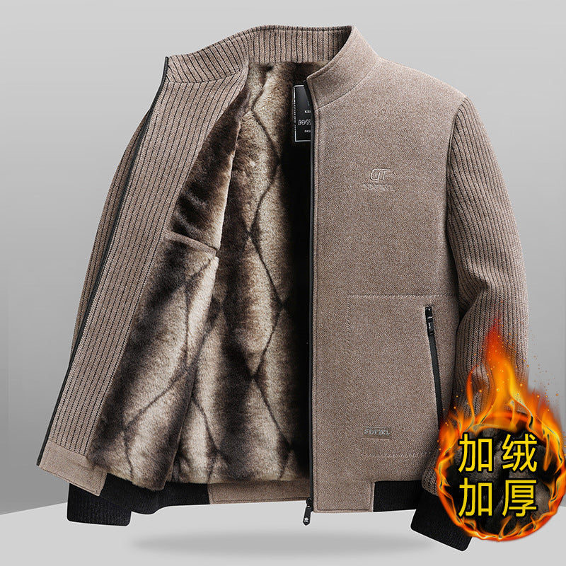 Men’s Fleece-Lined Chenille Dad Jacket Thickened