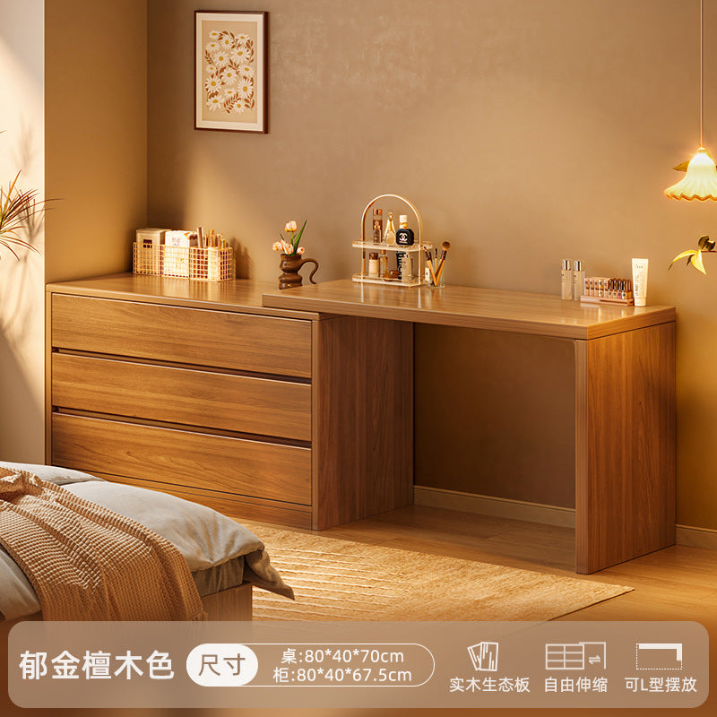 New Chinese Style Solid Wood Bed End Dressing Table