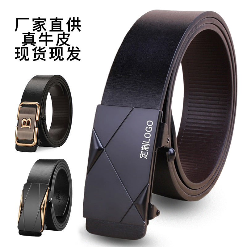 Men’s Genuine Leather Belt – Toothless Automatic Buckle