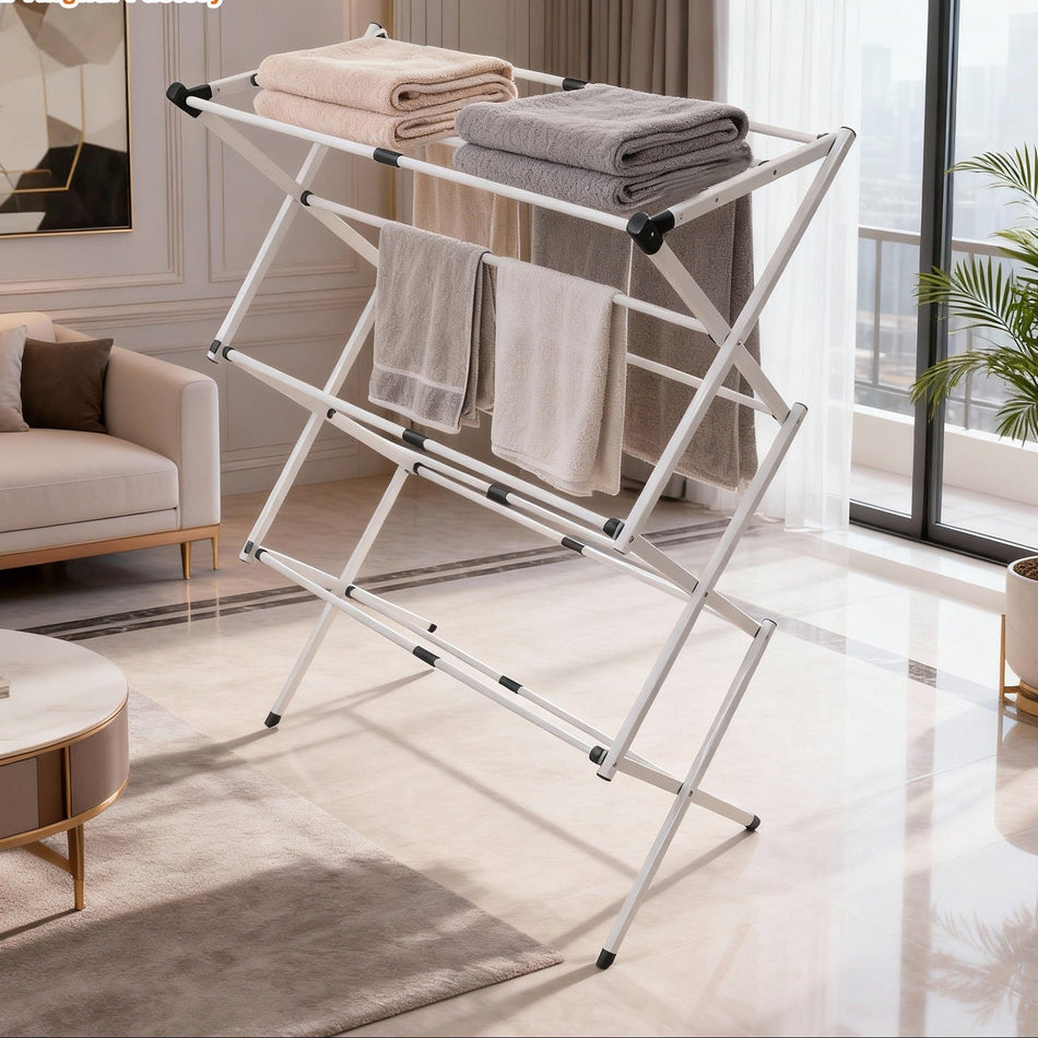 Metal Folding Clothes Drying Rack for Home & Towels