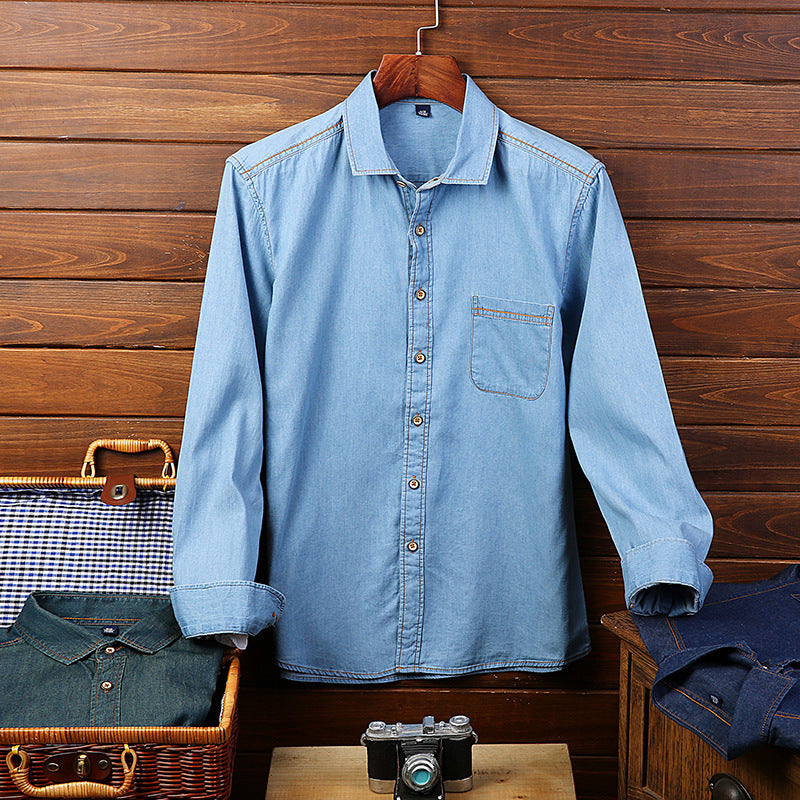 Dongyu Men's Japanese Denim Shirt – Retro Slim Fit