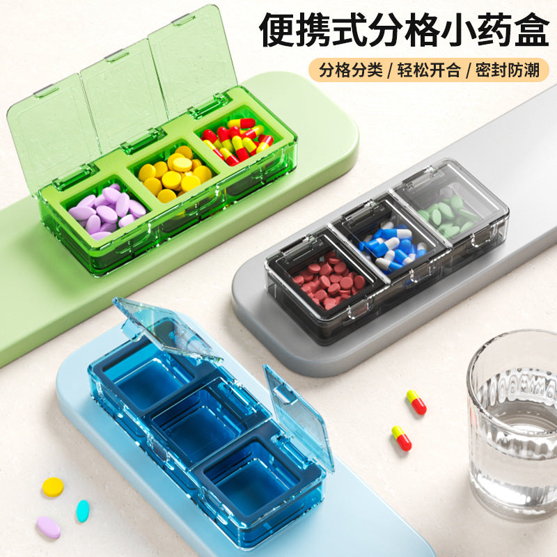 Portable Three-Compartment Medicine Box – Moisture-Proof Storage