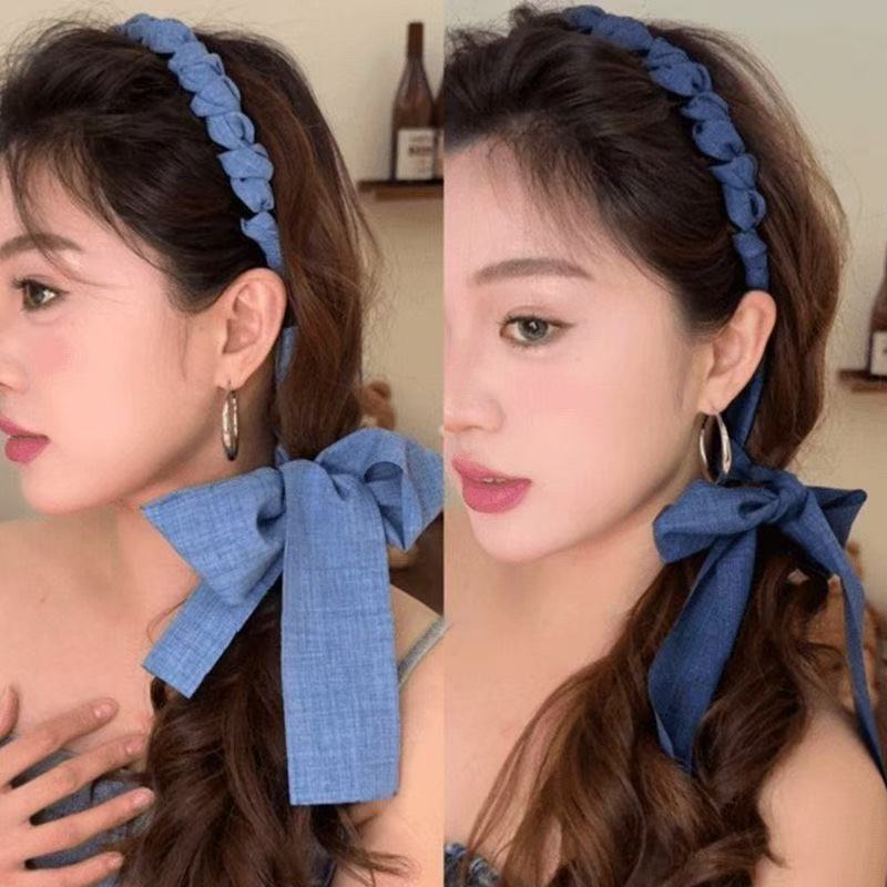 Girls’ Denim Wave Ribbon Headbandnd