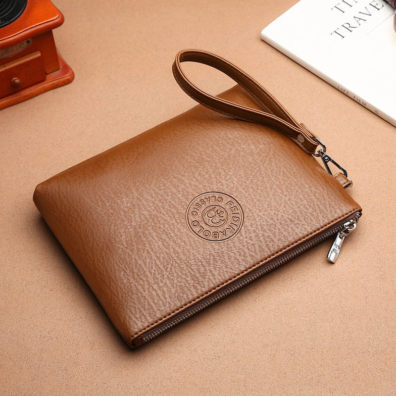 Men’s Soft Leather Large Capacity Clutch Bag