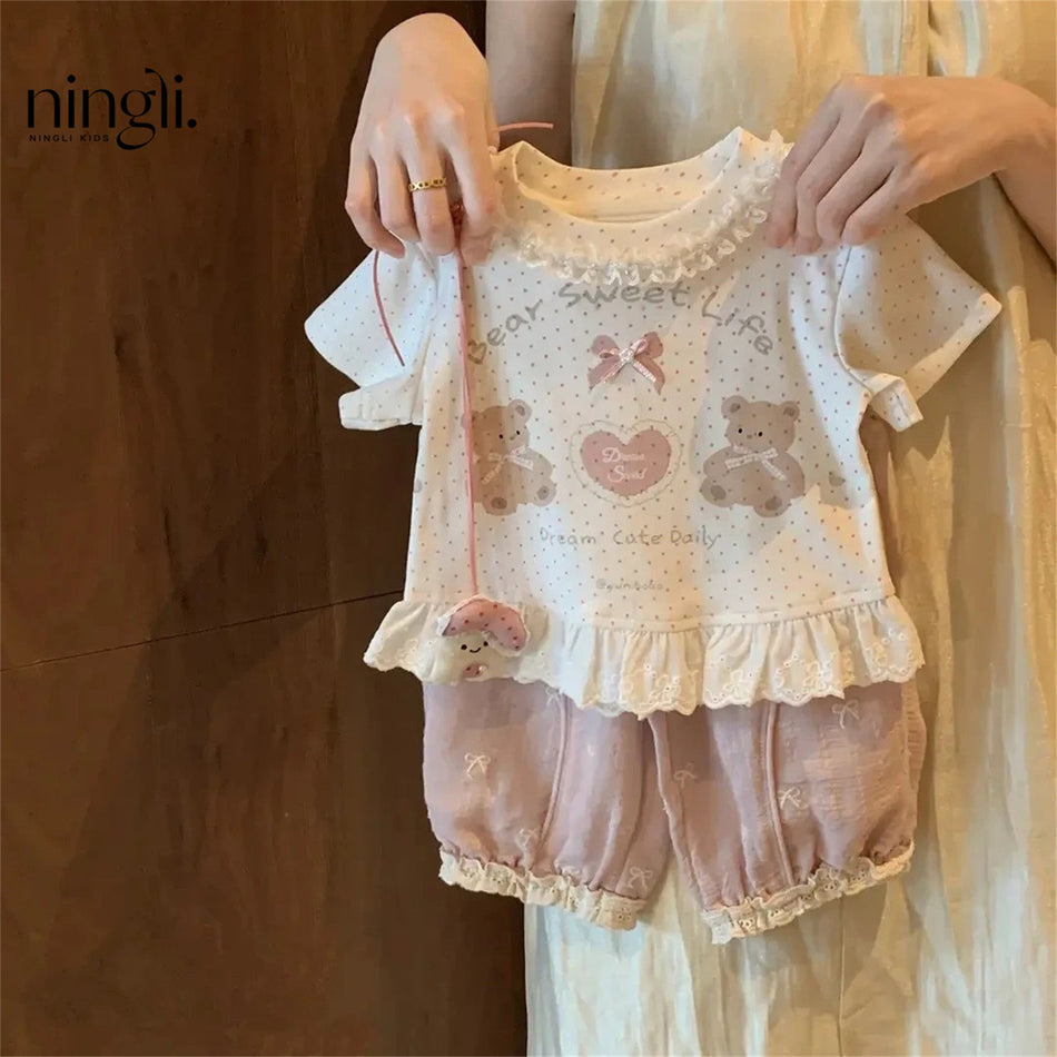 Ningli Girls’ Summer Two-Piece Suit – Anti-Mosquito