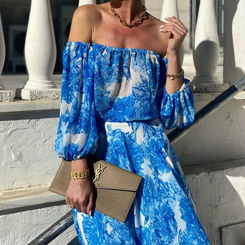 Boho Off-Shoulder Print Beach Dress