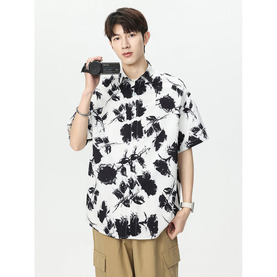 Unisex Retro Floral Shirt – 2025 Hong Kong Style Loose