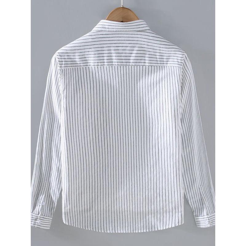 Men’s Japanese-Style Striped Long-Sleeve Shirt