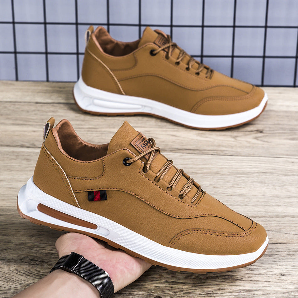 Men’s Chunky Leather Sneakers – Versatile Korean Style