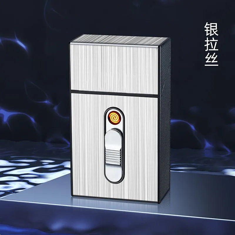 All-in-One Magnetic Cigarette Box with Rechargeable Lighter