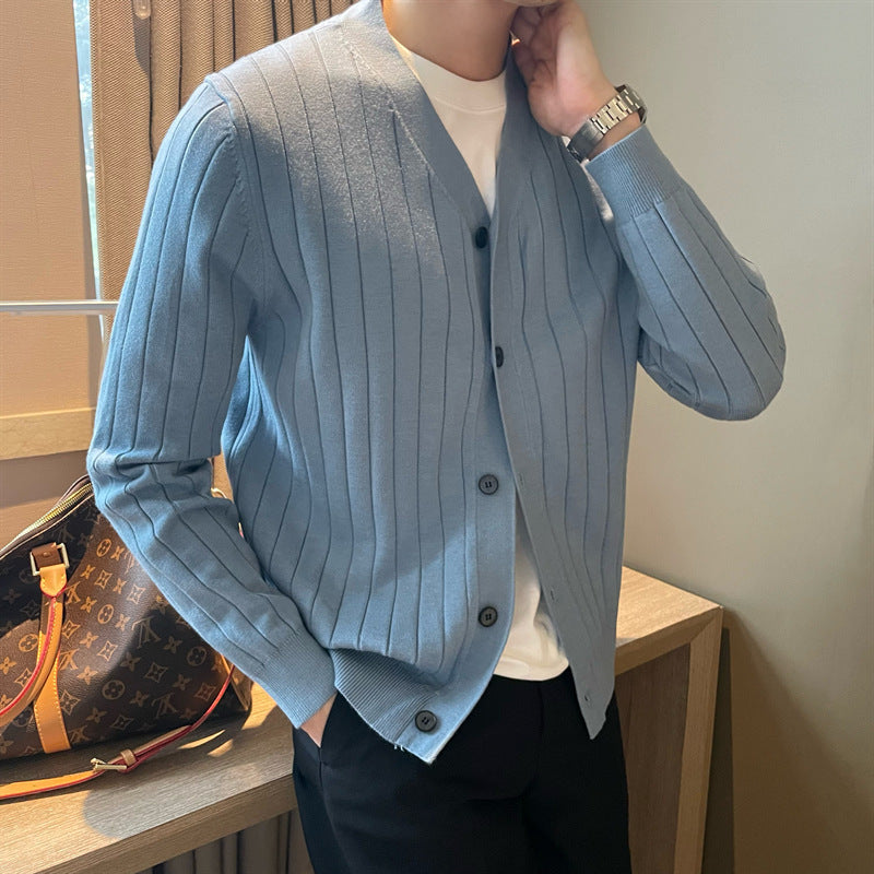 Men's Knitwear Youth Solid Color Thin Cardigan Sweater