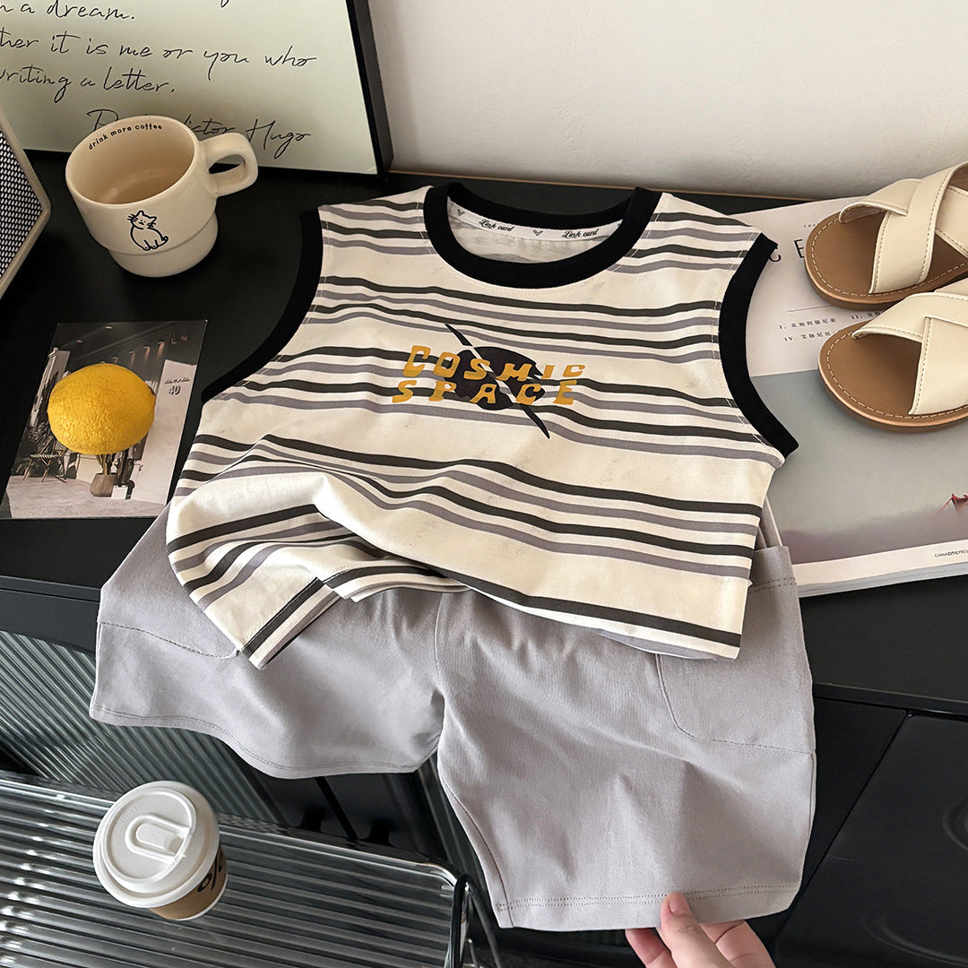 Premium Series: Striped Pure Cotton Vest & Shorts Suit – Kids Fashion Nepal | Tudoholic