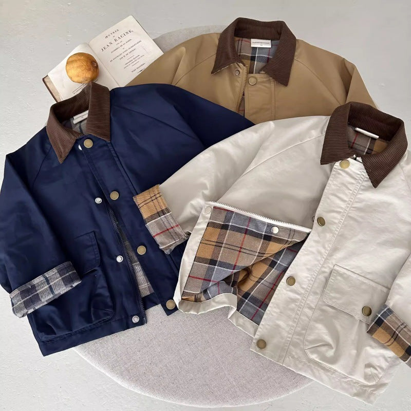 Children’s Korean-Style Lapel Tops for Boys and Girls