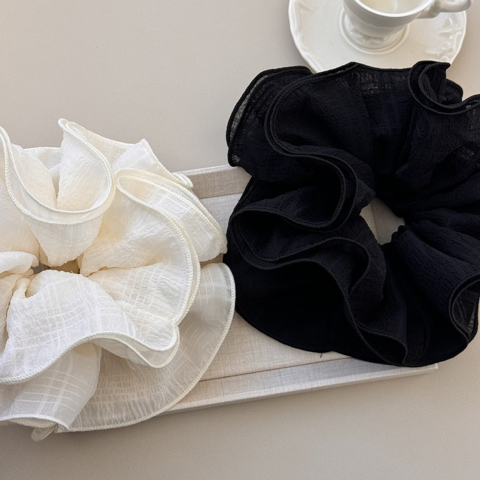 Milky White Pleated Oversized Hair Tie