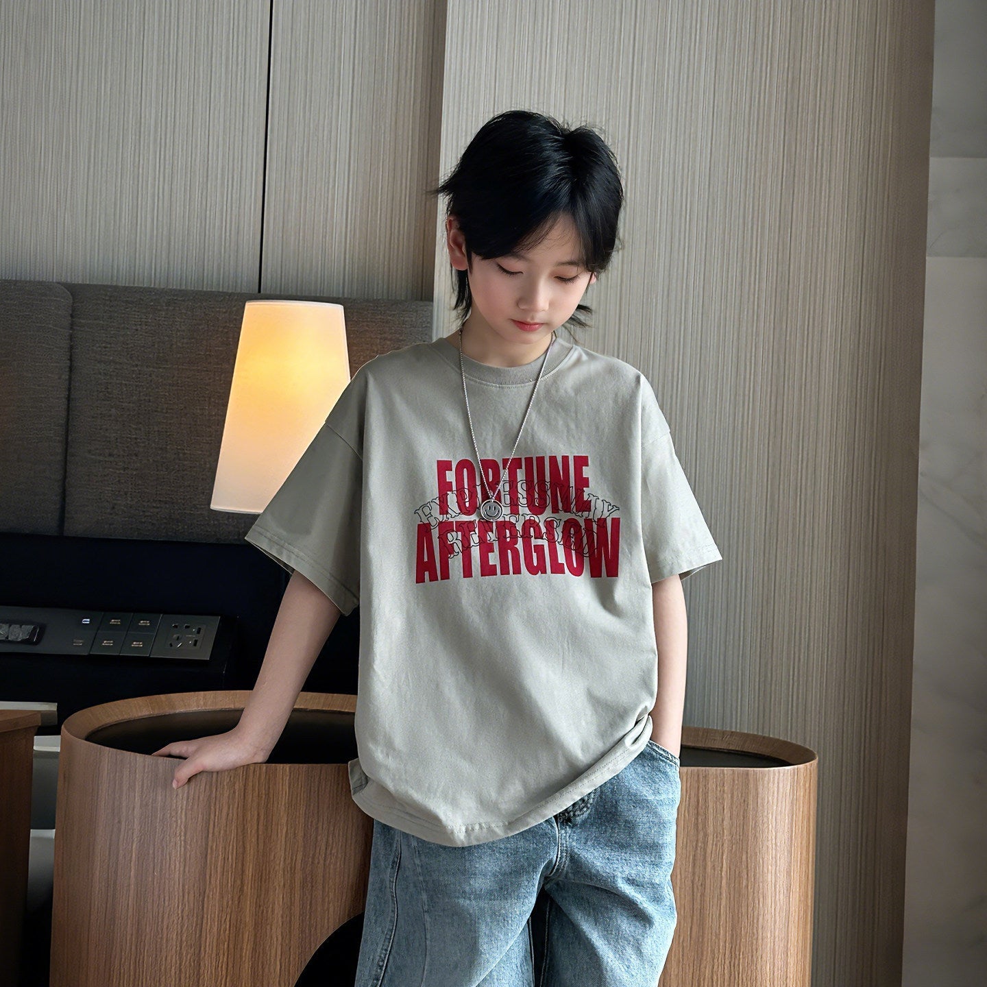 Boys’ Casual Cotton T-Shirt 2026 – Trendy Letter Print – Kids Fashion Nepal | Tudoholic
