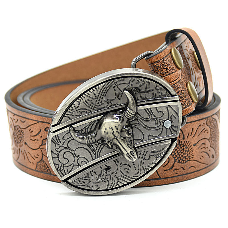 Embossed Knife-Style Men’s Casual Fashion Belt