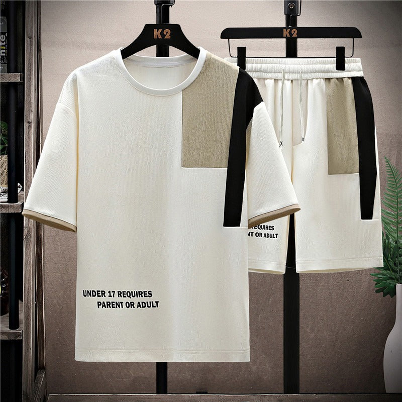 Men’s 2025 Summer Sports Suit – Trendy Korean Two-Piece Set