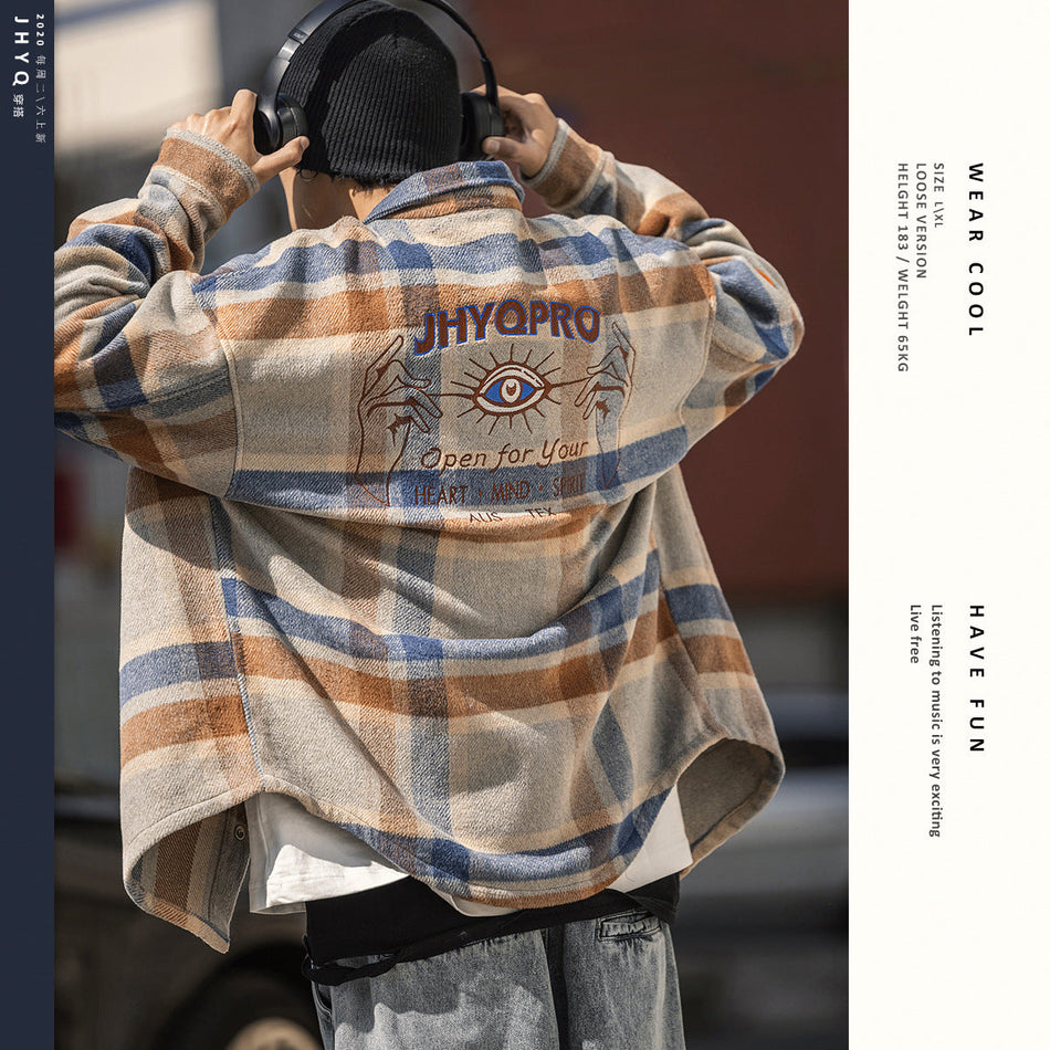 Men’s Solid Color Overshirt Hong Kong Casual Jacket